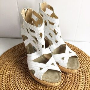 Francesco Morichetti Wedge White Shoes Size 8